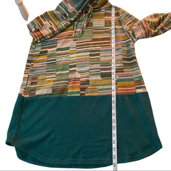 Filly Flair Emerald Green & Colorful Geometric Print Cowl Neck Sweater Large NWT - Picture 10 of 10